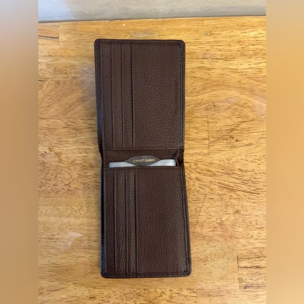 Stafford full grain leather bifold wallet removable pass case card